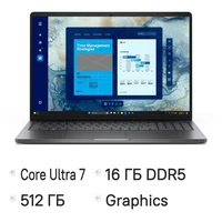 Ноутбук Dell Pro 16 PC16250, 16", IPS, Intel Core Ultra 7 255U 2ГГц, 12-ядерный, 16ГБ DDR5, 512ГБ SSD,  Intel Graphics, Linux,  серый [pro16-7655] 2175900