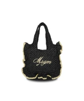 Сумка 2WAY с рюшами MSGM KIDS из бумажного волокна, черная 48178274
