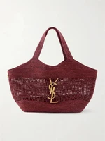 Icare макси-сумка из раффии с кожаной отделкой SAINT LAURENT, бордовый 47339606