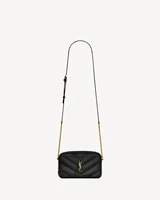 Мини-сумка-камера LOULOU из ягнячьей кожи SAINT LAURENT, черный 47369636