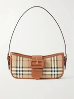 Плетеная сумка-почтальонка с кожаной отделкой BURBERRY, коричневый 47359735