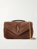 Loulou мини плечевая сумка из стеганой замши SAINT LAURENT, коричневый 47345293