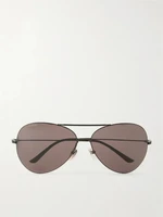 Солнцезащитные очки-авиаторы из металла Gucci Eyewear, черный 47352149