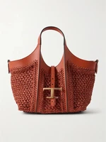 Сумка на плечо из рафии Timeless с кожаной отделкой TOD'S, красный 47345813
