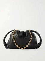 Клатч Flamenco mini из кожи угря жатой выделки с кожаной отделкой LOEWE, черный 47323653