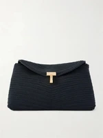 Мини-клатч T-Lock из плетеного материала с кожаной отделкой TOTEME, черный 47324439
