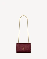 NEW KATE малый из лакированной кожи с тиснением под крокодила SAINT LAURENT, бордовый 47363510