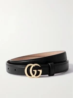 Ремень из кожи GG Marmont Flat GUCCI, черный 47346402