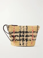 Плетеная сумка-клатч из рафии Margate с кожаной отделкой BURBERRY, бежевый 47323811