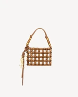 Микро вечерняя сумка из деревянных бусин SAINT LAURENT, коричневый 47324335