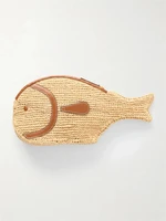 Клатч Pesce из рафии с отделкой из кожи STAUD, бежевый 47324350