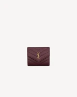 Мультисекционный кошелек CASSANDRE из кожи Grain de Poudre SAINT LAURENT, бордовый 47362362