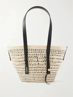 Плетеная сумка-тоут среднего размера из рафии с отделкой из кожи от + Paula's Ibiza LOEWE, бежевый 47339749