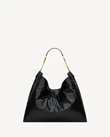 Сумка-хобо HORTENSE из блестящей кожи SAINT LAURENT, черный 47364113