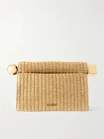 Клатч La Plage из кожи с отделкой под рафию JACQUEMUS, бежевый 47324411