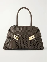 Малая сумка-тоут из плетеной кожи Hug Ferragamo, коричневый 47338252