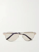 Солнцезащитные очки Santos de Cartier авиатор из золотистого и серебристого металла Cartier Eyewear, серебряный 47348557