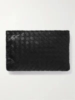 Средняя кожаная сумка-клатч intrecciato BOTTEGA VENETA, черный 47323802