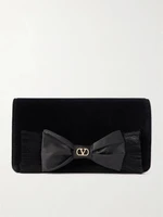 Миниатюрная сумка через плечо из бархата VLogo Signature с бантиком VALENTINO GARAVANI, черный 47323871