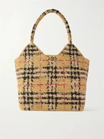 Плетеная сумка-тоут Margate в клетку BURBERRY, бежевый 47338595