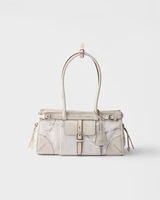 Сумка Prada Bonnie среднего размера из льна с принтом и кожи, белый 47343324