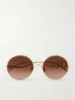 Культовые солнцезащитные очки в круглой оправе золотистого цвета Chloé Eyewear, золотой 47348691