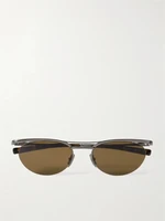 Солнцезащитные очки в овальной оправе серебристого цвета Saint Laurent Eyewear, серебряный 47348693