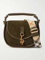 Замшевая сумка через плечо с кожаной отделкой BURBERRY, зеленый 47350835