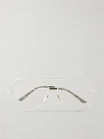 Солнцезащитные очки в стиле "авиатор" серебристого цвета Gucci Eyewear, прозрачный 47352147