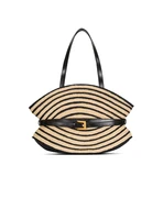 Сумка Medium Shuffle из гладкой кожи и двухцветной рафии BALMAIN, бежевый 47361454