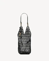 Мягкое ведро из деревянных бусин SAINT LAURENT, черный 47364481