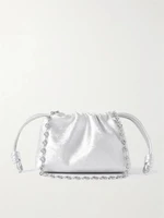 Мини-клатч Flamenco из металлизированной кожи LOEWE, серебряный 47324017