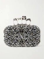 Сумка-клатч из атласа, украшенная заклепками и кристаллами MCQUEEN, черный 47324432