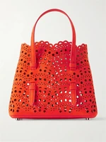 Сумка-тоут Mina 20 из кожи с лазерной резкой Alaïa, оранжевый 47338387