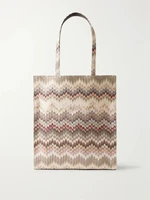 Полосатая плетеная сумка из люрекса Missoni, бежевый 47339207