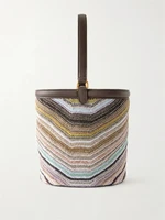 Сумка-шопер из металлической вязаной крючком ткани с кожаной отделкой Missoni, коричневый 47340097