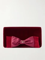 Мини-сумка через плечо из бархата VLogo Signature с бантом VALENTINO GARAVANI, бордовый 47323870