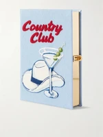 Клатч из твила Country Club с вышивкой и аппликацией Olympia Le-Tan, голубой 47324045