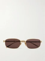 Золотистые солнцезащитные очки Gucci Eyewear Bamboo прямоугольной формы, золотой 47349012