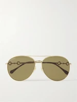 Солнцезащитные очки-авиаторы золотистого цвета Gucci Eyewear, золотой 47349482