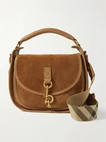Маленькая замшевая сумка через плечо с кожаной отделкой BURBERRY, коричневый 47351186