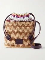Маленькая полосатая сумка-ведро из рафии Missoni, бежевый 47357962