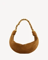 AMALIA маленькая сумка хобо из замши SAINT LAURENT, коричневый 47362364