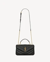 Сумка LOULOU с верхней ручкой из стеганой кожи ягненка SAINT LAURENT, черный 47374785