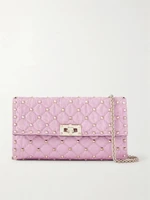 Атласная сумка через плечо с заклепками Rockstud VALENTINO GARAVANI, розовый 47324343