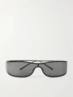 Солнцезащитные очки в D-образной оправе серебристого цвета Saint Laurent Eyewear, серебряный 47353511