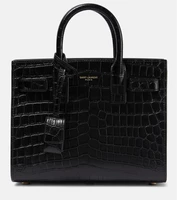 Сумка-тоут Sac De Jour Nano из кожи с эффектом крокодила Saint Laurent, черный 2109379