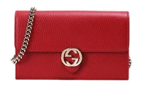 Красный кожаный кошелек на цепочке Gucci Interlocking GG 4546870