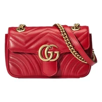 Мини-сумка Gucci GG Marmont через плечо, красная 21158721