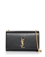 Маленькая сумка Kate из кожи с тиснением Grain De Poudre Saint Laurent, цвет Black 6785326